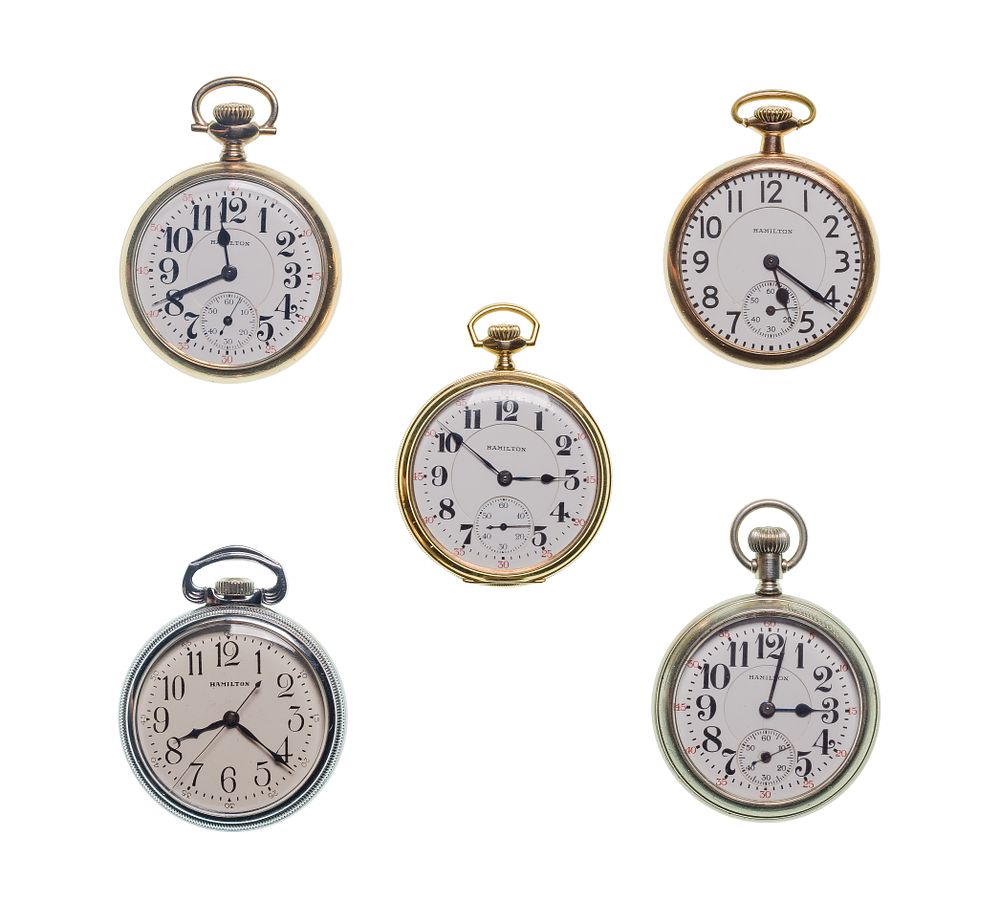 Lot 586: Hamilton Railroad Open Face Pocket Watch Assortment