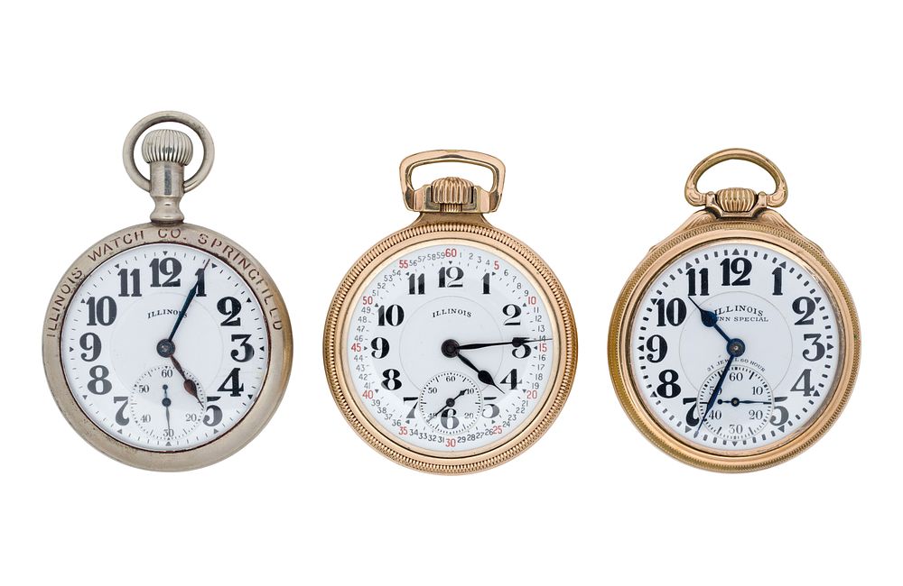 Lot 591: Illinois Watch Co. 'Bunn Special' Railroad Open Face Pocket Watch Assortment