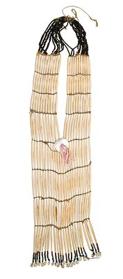 Native American Plains Indian Bone and Cowrie Shell Breastplate / Neckpiece Early 20th century 
