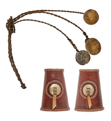 Leather Cuffs with Conchos (2) total items including a pair of cuffs having conchos and braided 