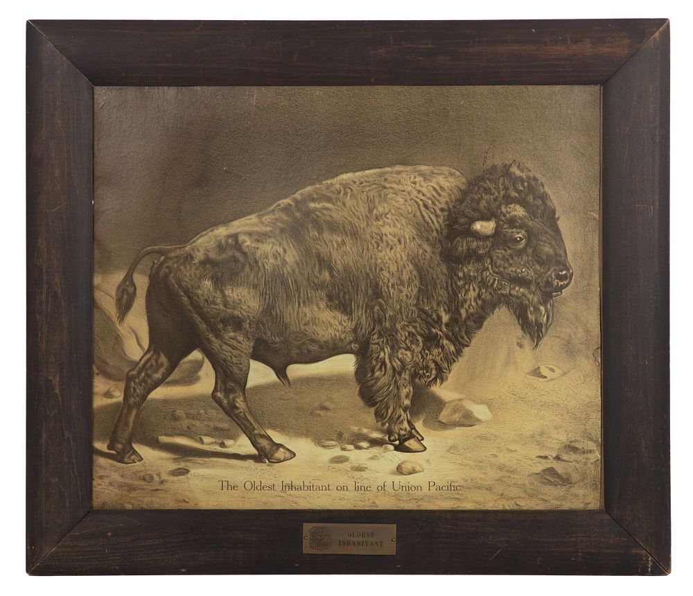 Lot 258: Union Pacific Railroad 'Oldest Inhabitant' Lithograph