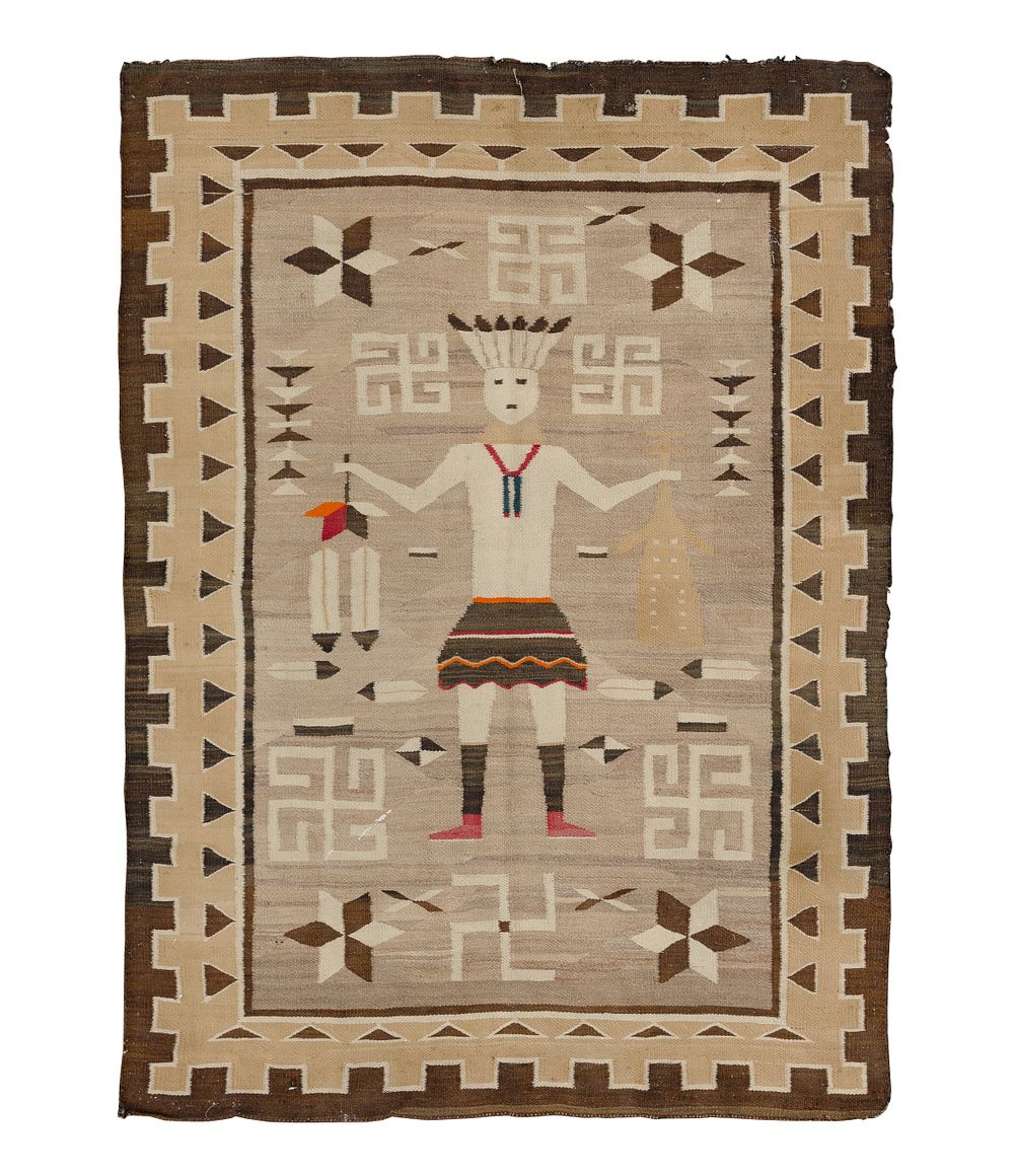 Lot 276: Native American Navajo 'Rolling Logs' Wool Rug