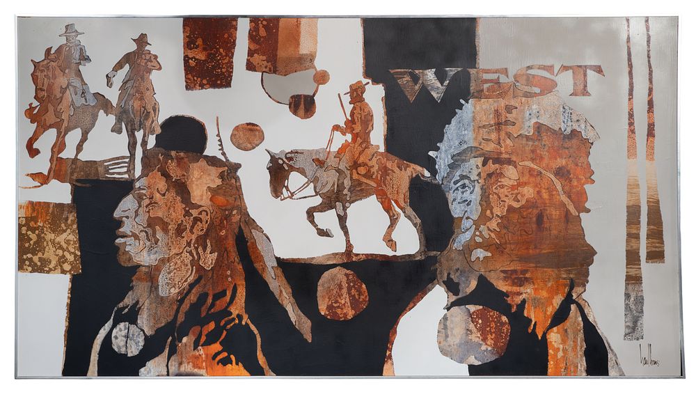 Lot 282: Gregory Hawthorne (American, 20th Century) 'West' Oil on Board
