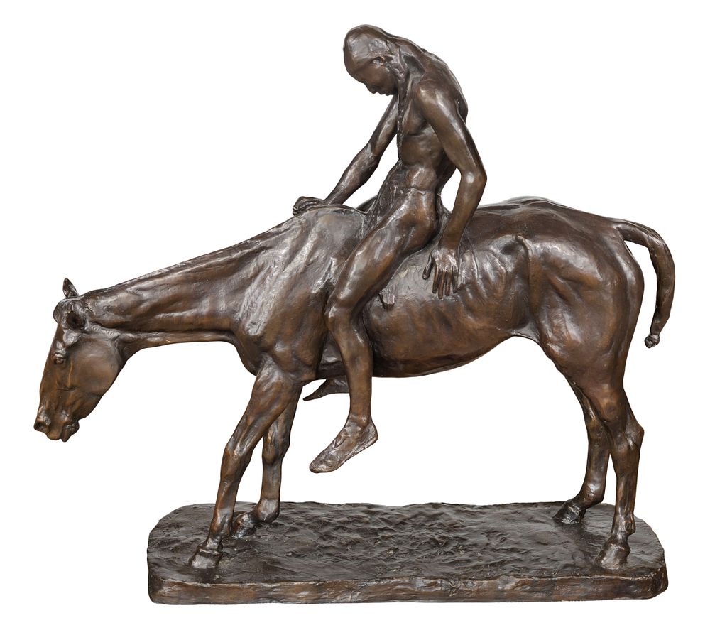 Lot 284: Charles Cary Rumsey (American, 1879-1922) 'End of Trail' Bronze Sculpture