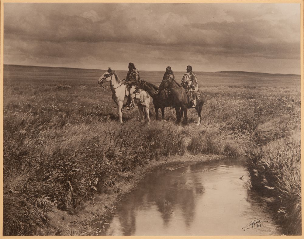 Lot 288: Edward Curtis (American, 1868-1952) 'The Three Chiefs - Piegan' Silver Gelatin Print