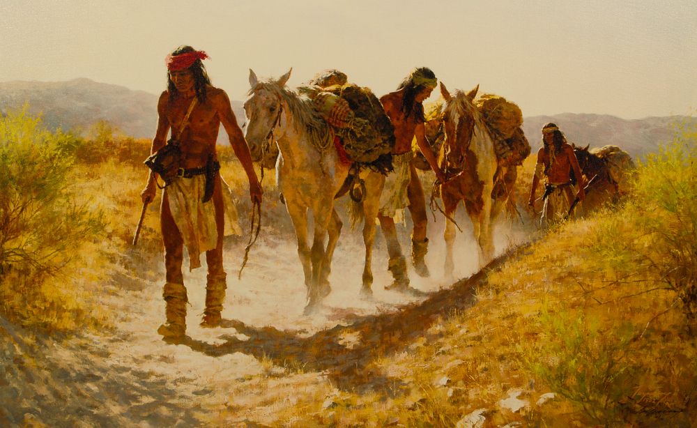 Lot 305: Howard A. Terpning (American, b.1927) 'Plunder from Sonora' Giclee on Canvas