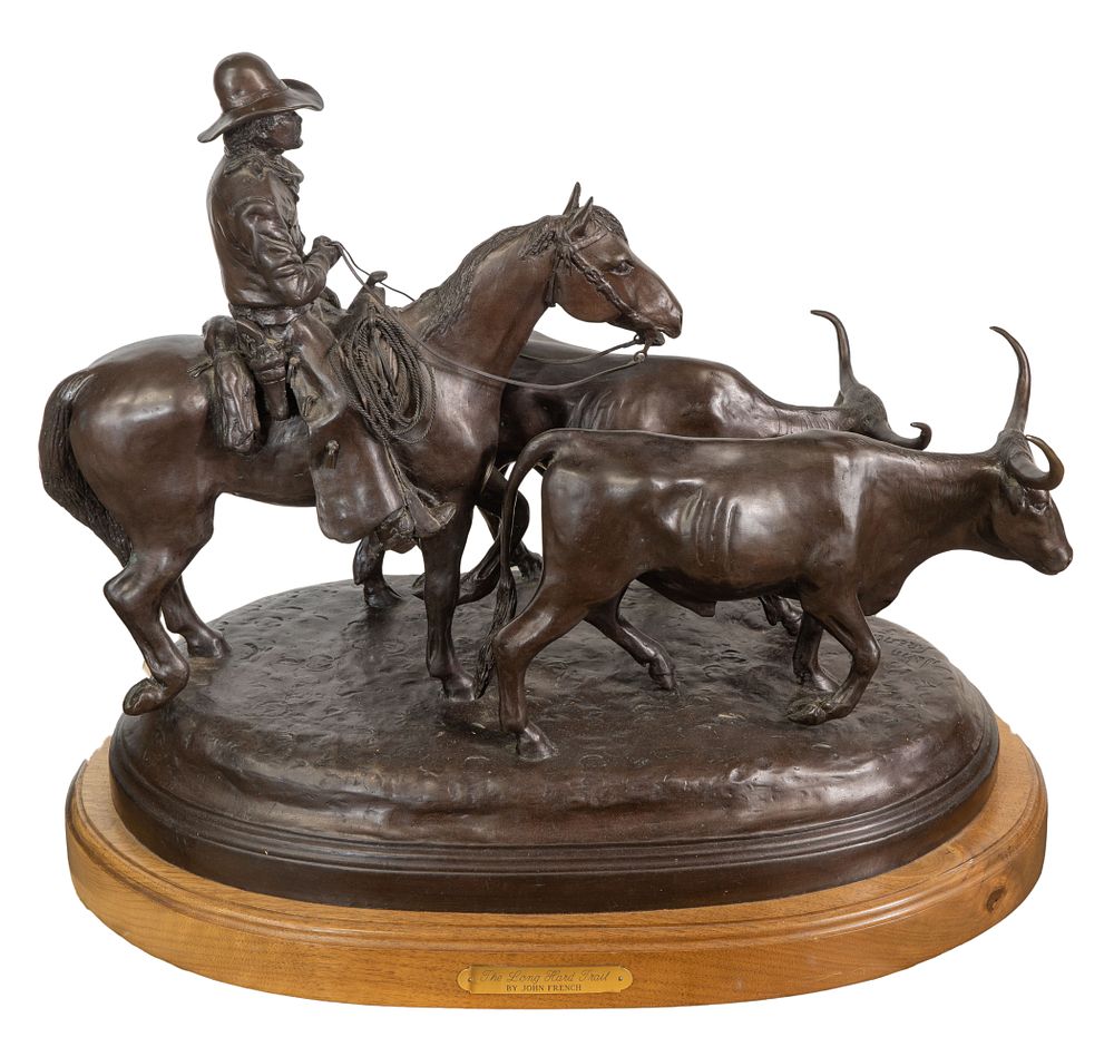 Lot 307: John French (American, b.1936) 'The Long Hard Trail' Bronze Sculpture