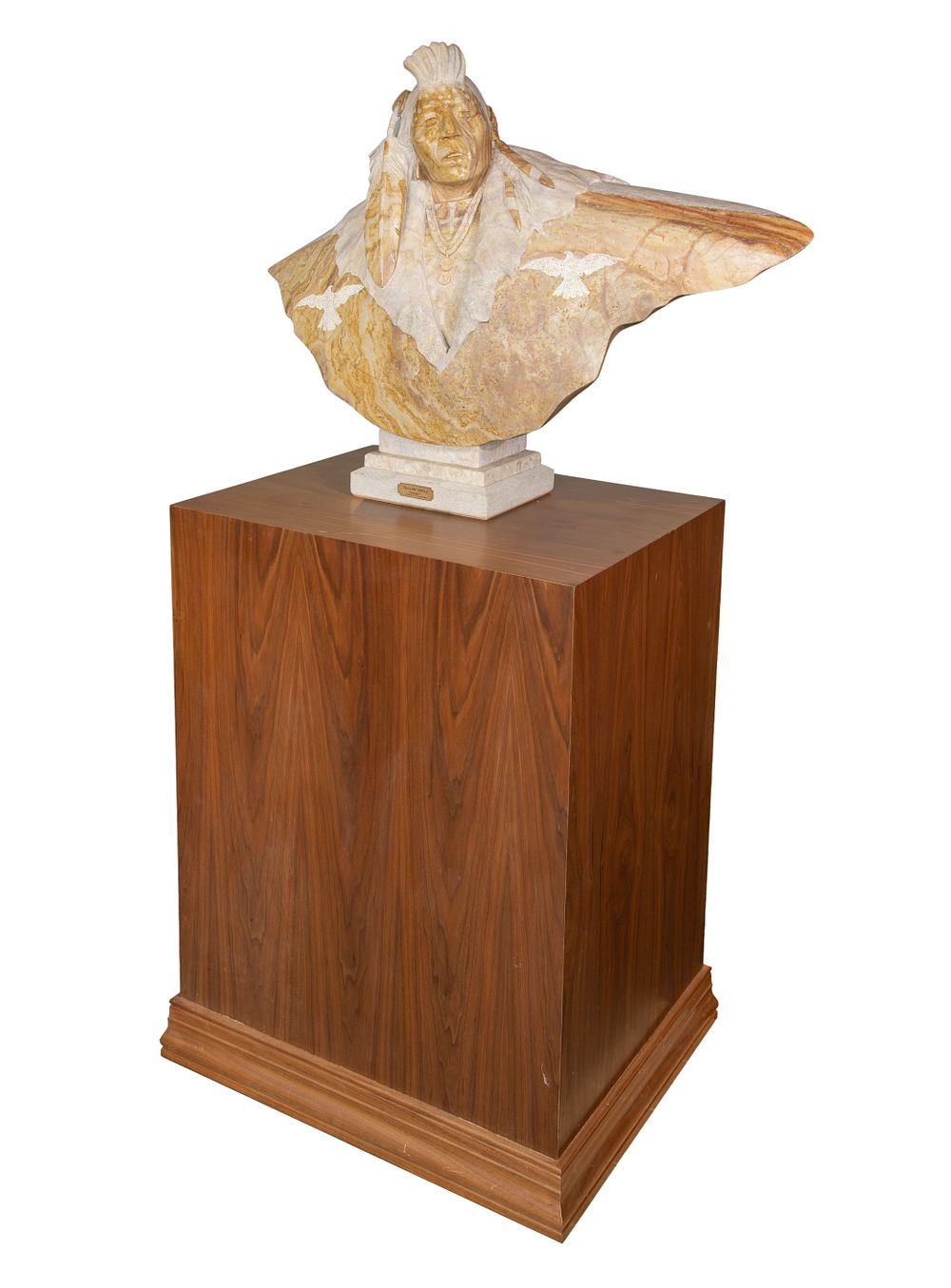Lot 314: Oreland Joe (Dine, b.1958) 'Yellow Eagle Song' Alabaster Sculpture