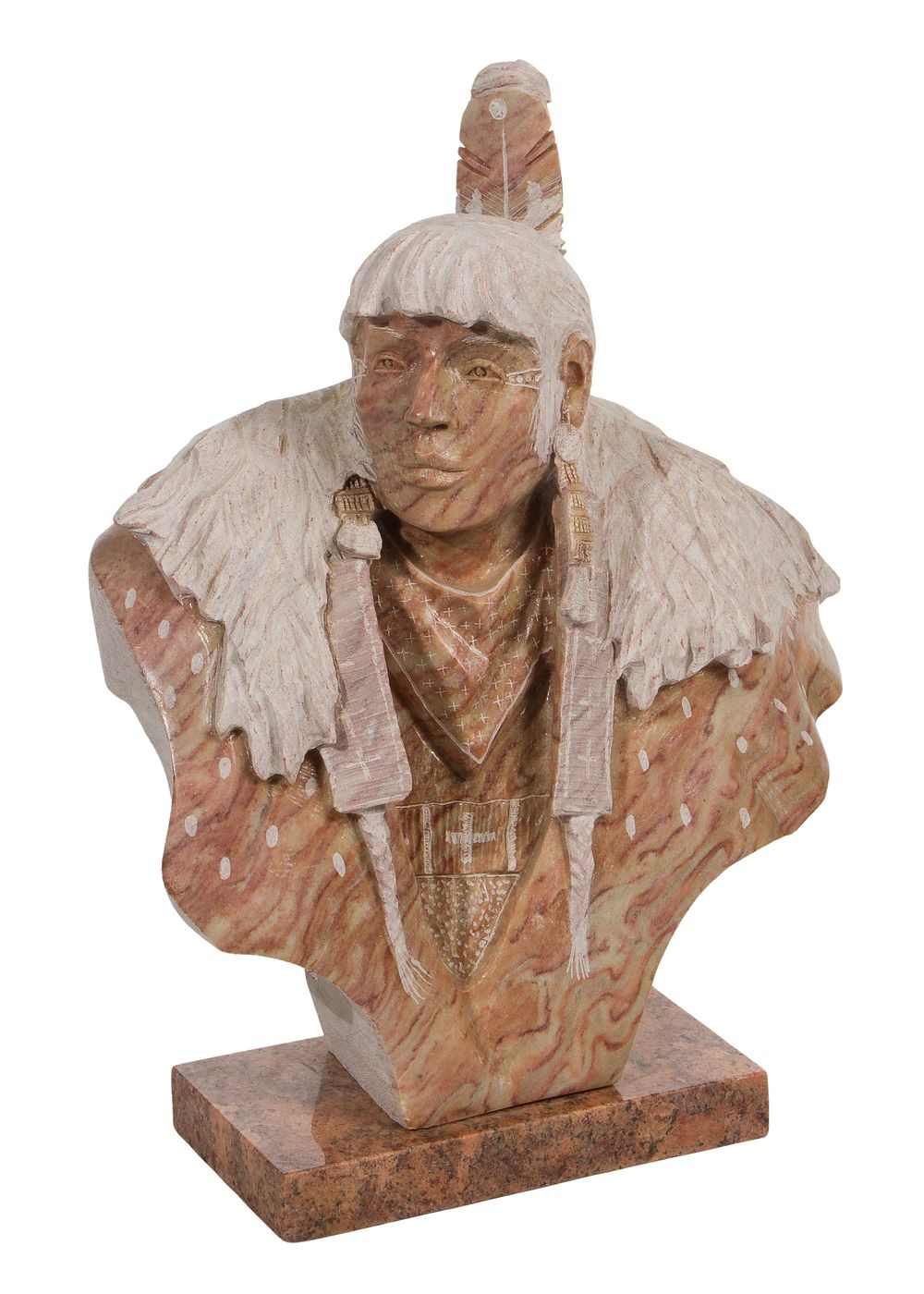 Lot 320: Alvin Marshall (American / Navajo, b.1959) Alabaster Bust Sculpture