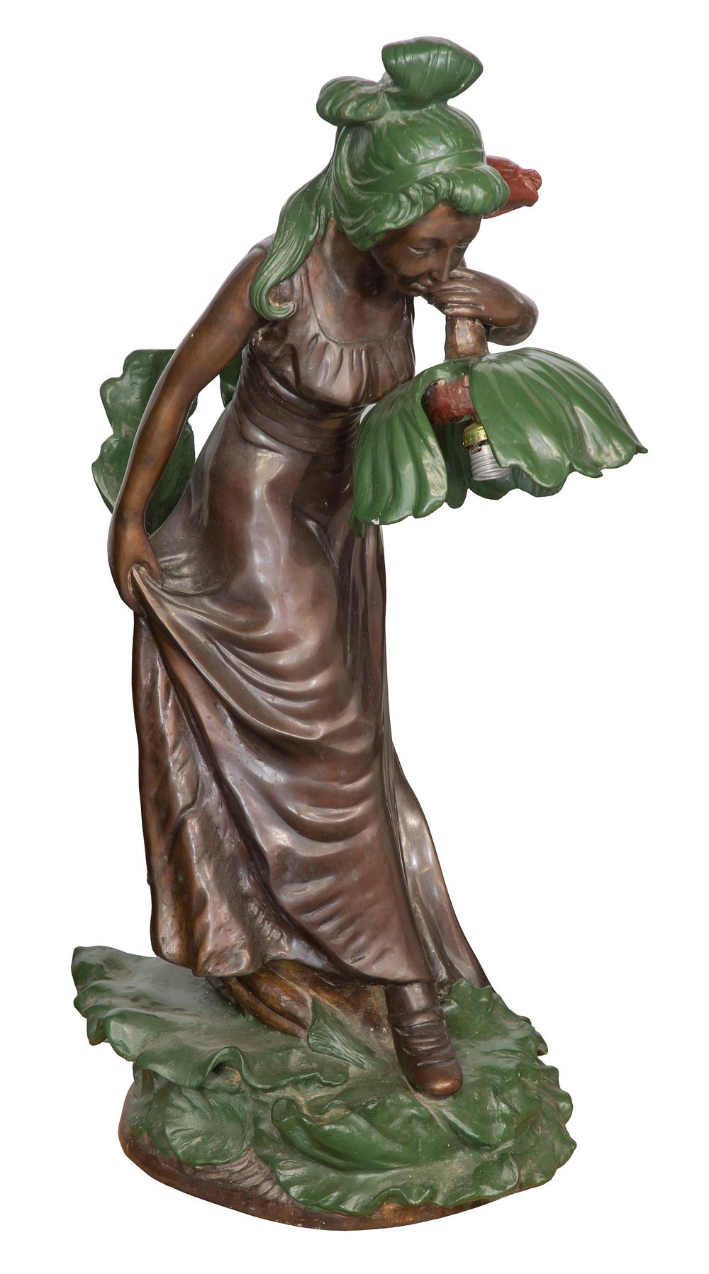 Lot 260: Art Nouveau Style Figural Bronze Lamp