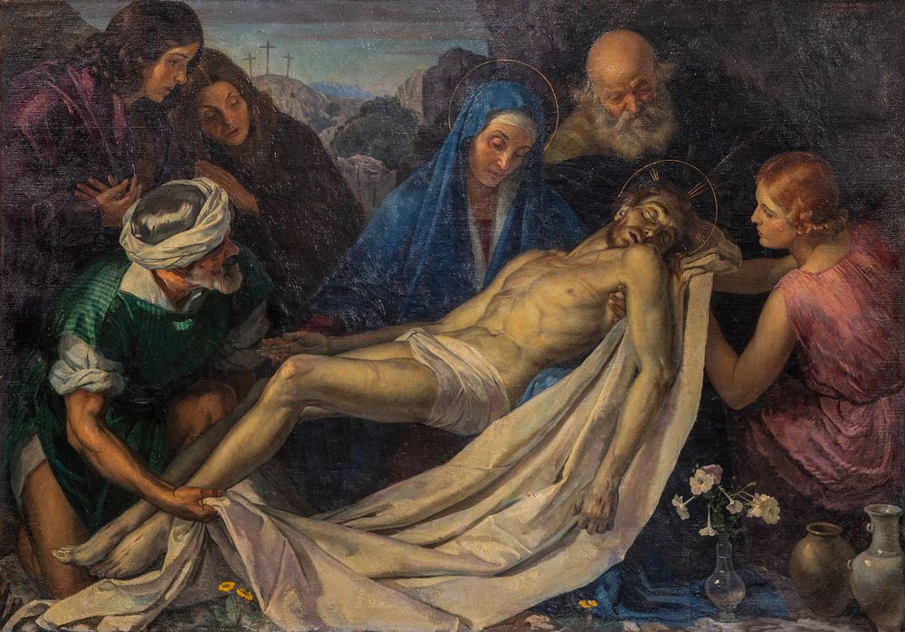 Lot 317: Carlo Romagnoli (Italian, 1888-1965) 'Pieta' Oil on Canvas