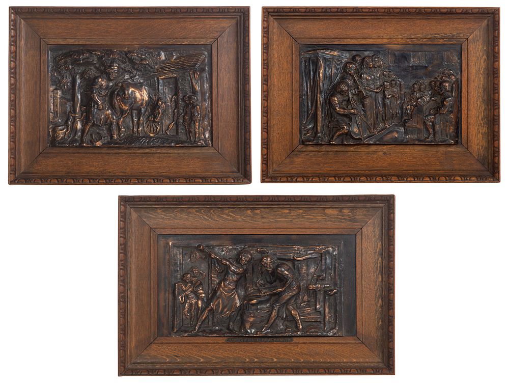 Lot 324: Benjamin Creswick (British, 1853-1946) Cast Bronze Reliefs