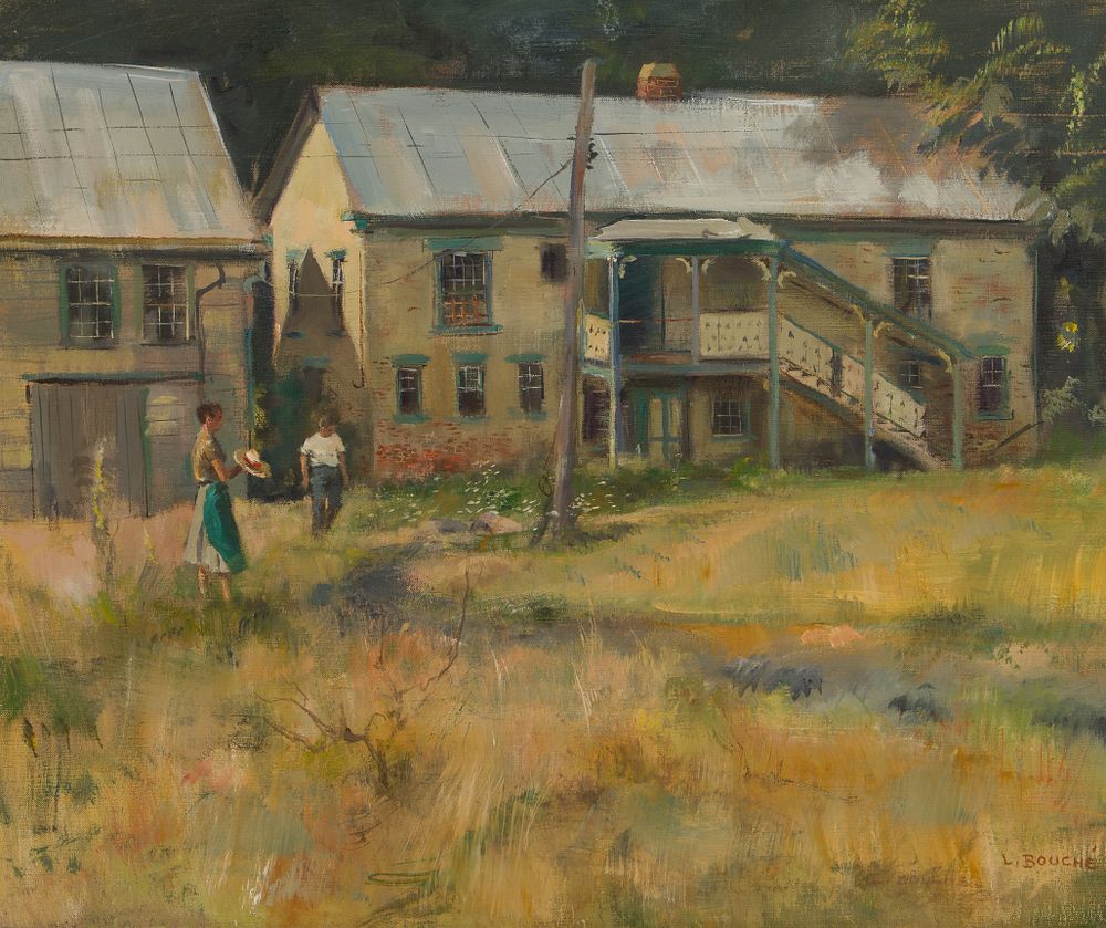 Lot 346: Louis Bouche (American, 1896-1969) 'Old Houses, Ghent' Oil on Canvas
