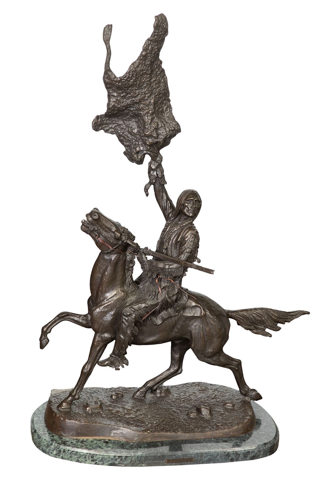 Lot 369: After Frederic Remington (American, 1861-1909) 'Buffalo Signal' Cast Bronze Sculpture