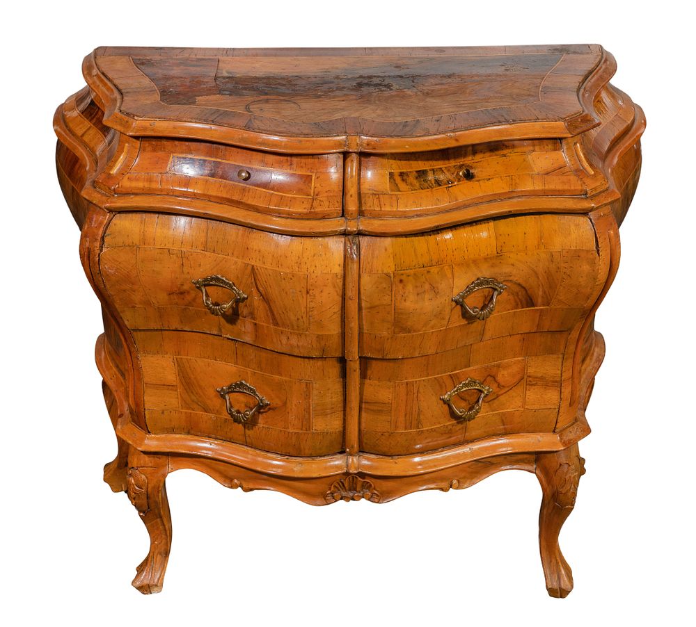 Lot 394: Walnut Bombe Chest
