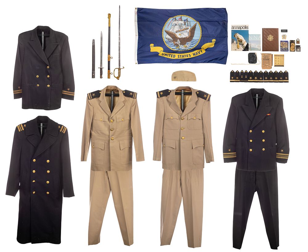 Lot 396: World War II Era U S Navy Uniform and Sword Assortment