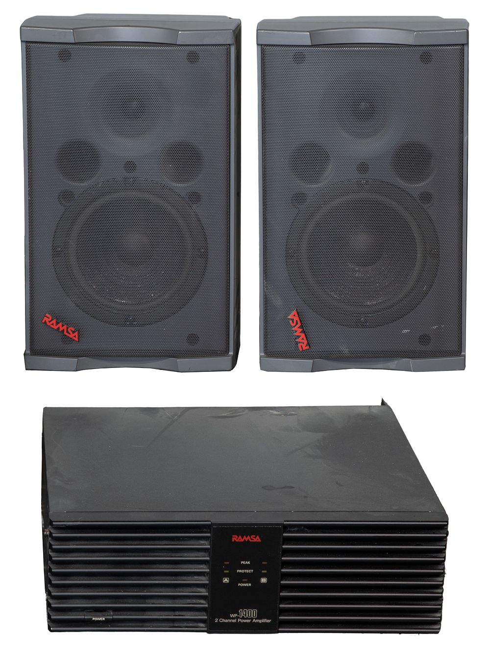 Lot 398: Panasonic Ramsa Power Amp and Speakers