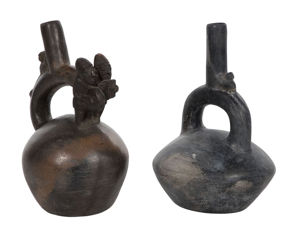 Lot 444: Pre-Columbian Chimu Style Stirrup Bottles