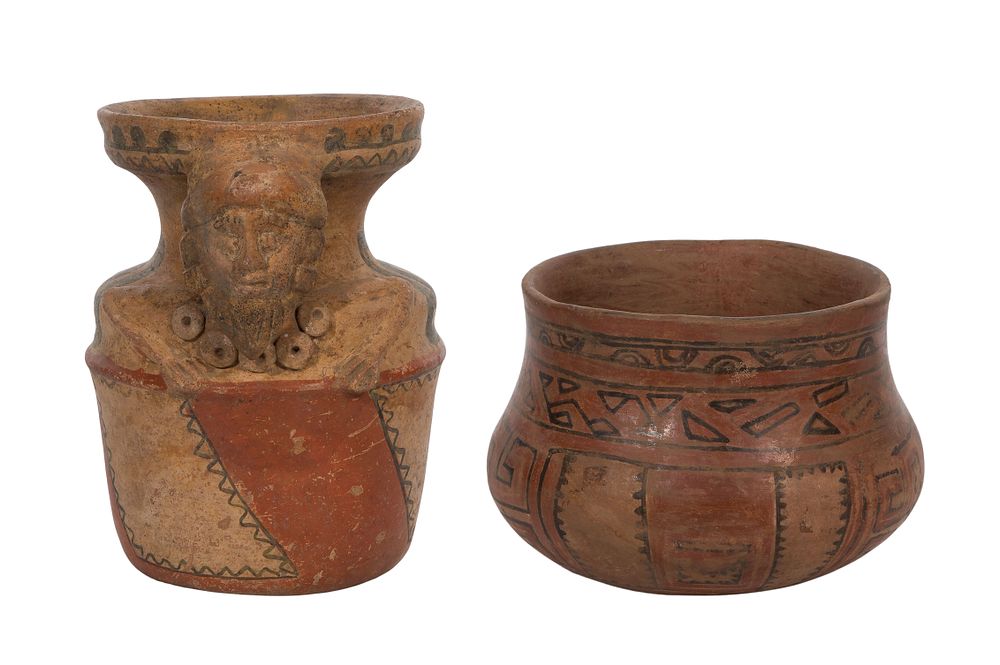 Lot 445: Pre-Columbian Mayan Style Painted Pottery Jars