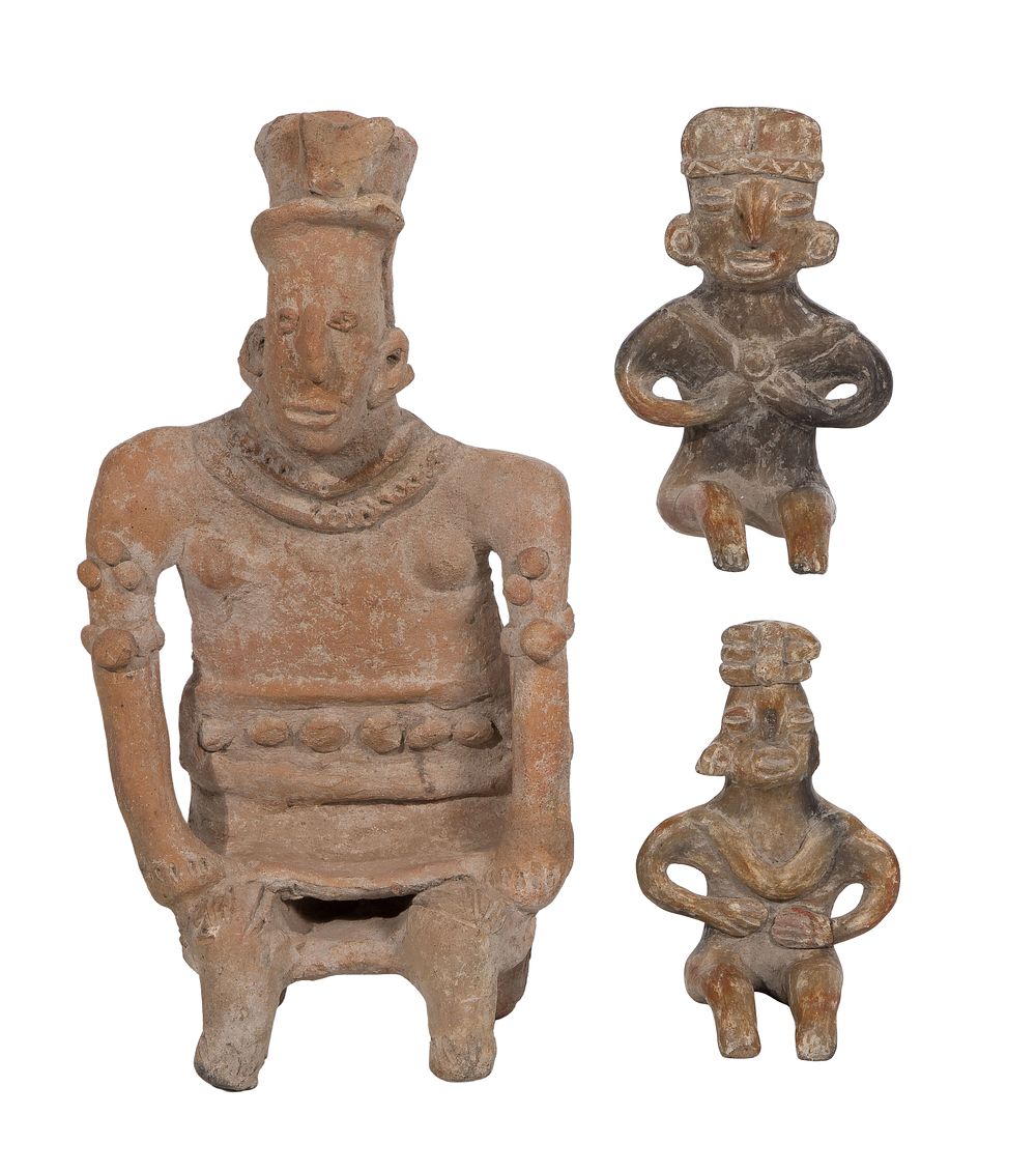 Lot 446: Pre-Columbian Jalisco Style Pottery Seated Figure