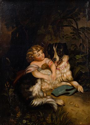 After Eugene Giraud (French, 1806-1881) 'The Two Friends' Oil on Canvas Undated, illegibly 