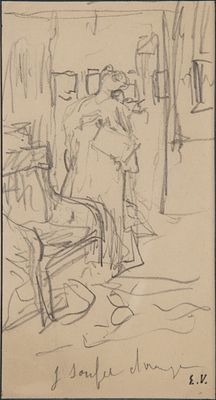 Edouard Vuillard - Edouard Vuillard (French, 1868-1940) 'Madame Hessell' Graphite Sketch on Paper 