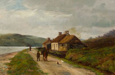 Andrew Hislop - Andrew Hislop (Scottish, 1887-1954) 'The Smithy, Gunnel Ferry, Loch Etive' Oil on 