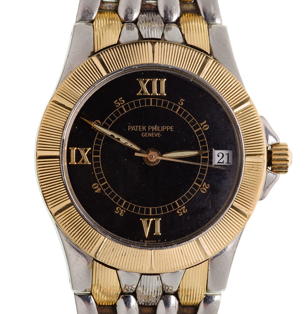 Lot 253: Patek Philippe Neptune 18k Yellow Gold and Stainless Steel Wristwatch