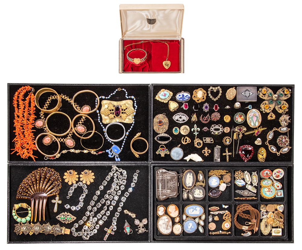 Lot 267: Rhinestone and Victorian Style Costume Jewelry Assortment