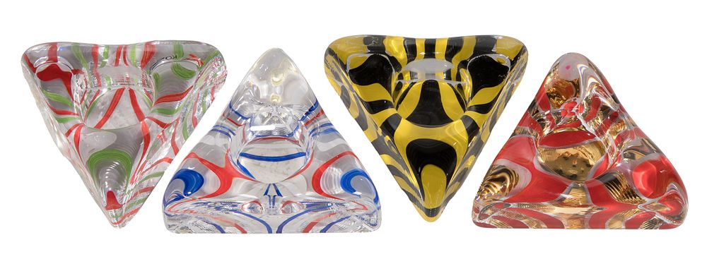Lot 324: Ulrica Hydman-Vallien for Kosta Boda Art Glass Candle Holders