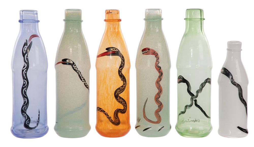 Lot 325: Ulrica Hydman-Vallien for Kosta Boda Art Glass Bottles