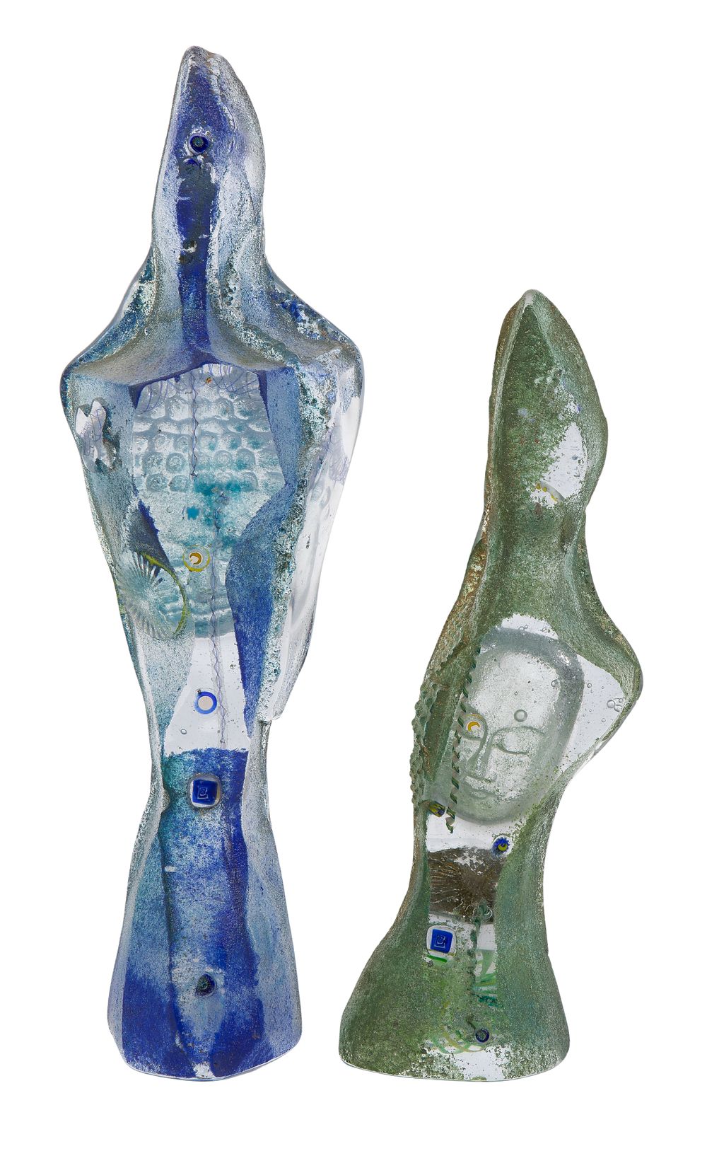 Lot 335: Sand Cast Art Glass Sculptures
