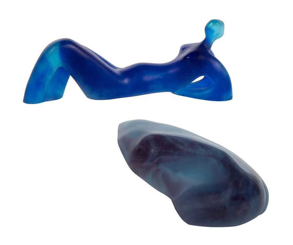 Lot 346: Daum Blue Pate de Verre Figural Glass Paperweights