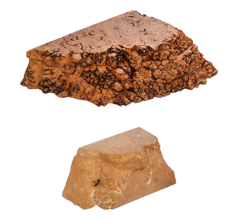 Lot 380: Michael Elkan Birdseye Maple Burl Wood Boxes