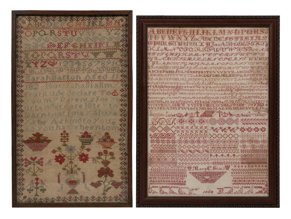 Lot 389: 19th Century Embroidery Samplers