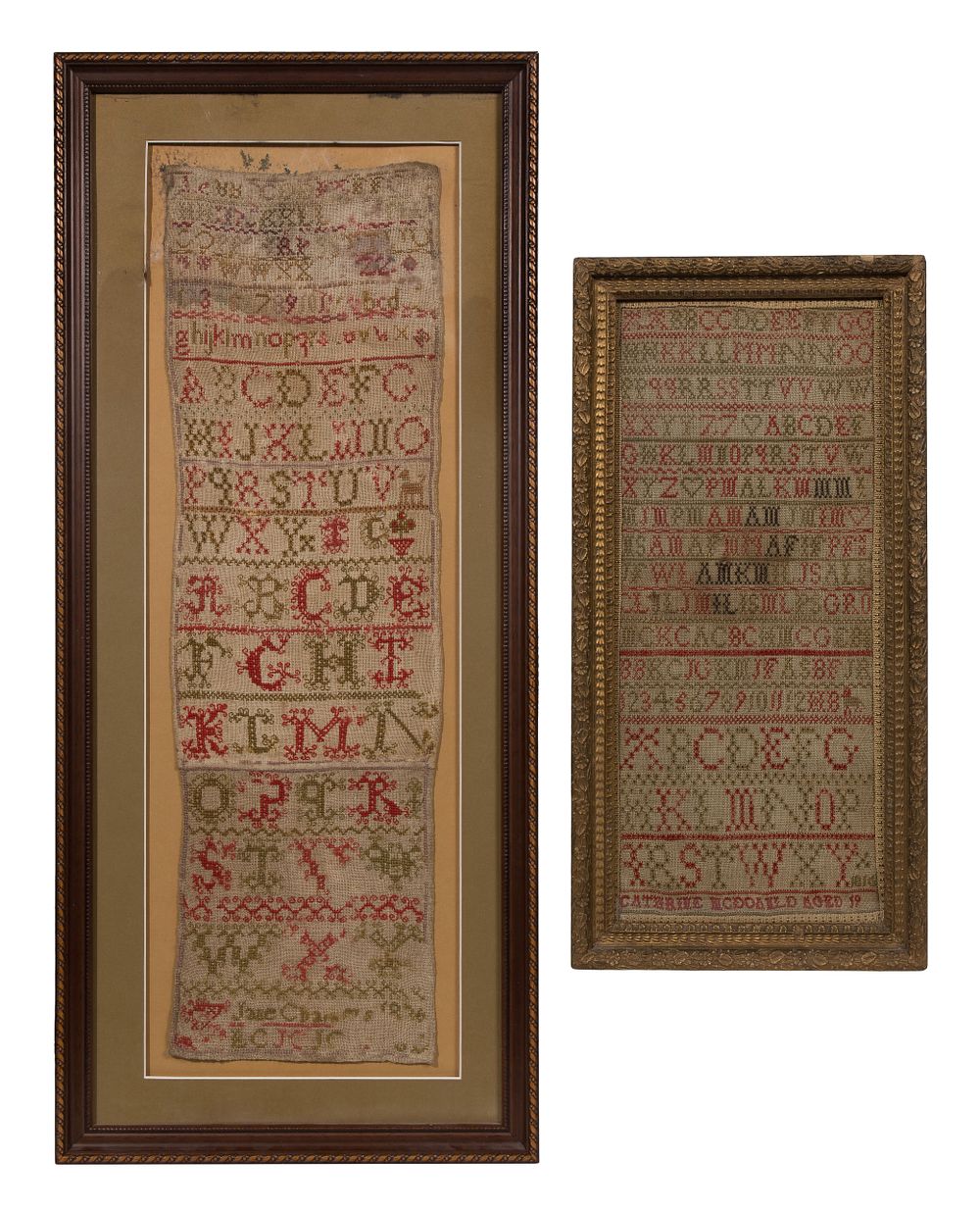 Lot 393: 1816 and 1836 Embroidery Samplers