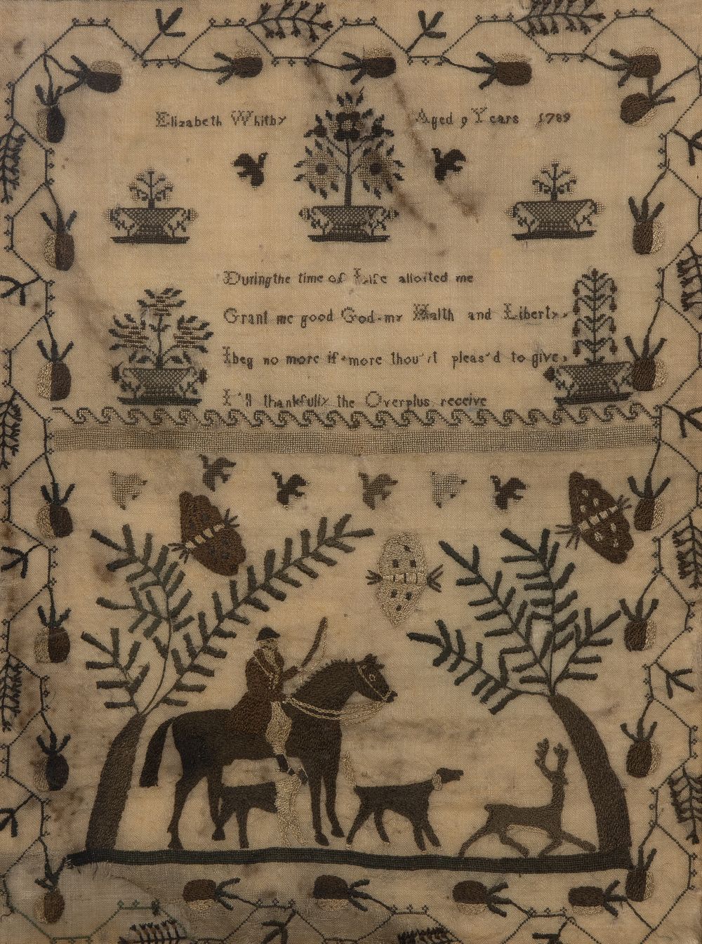 Lot 394: 1789 Embroidery Sampler