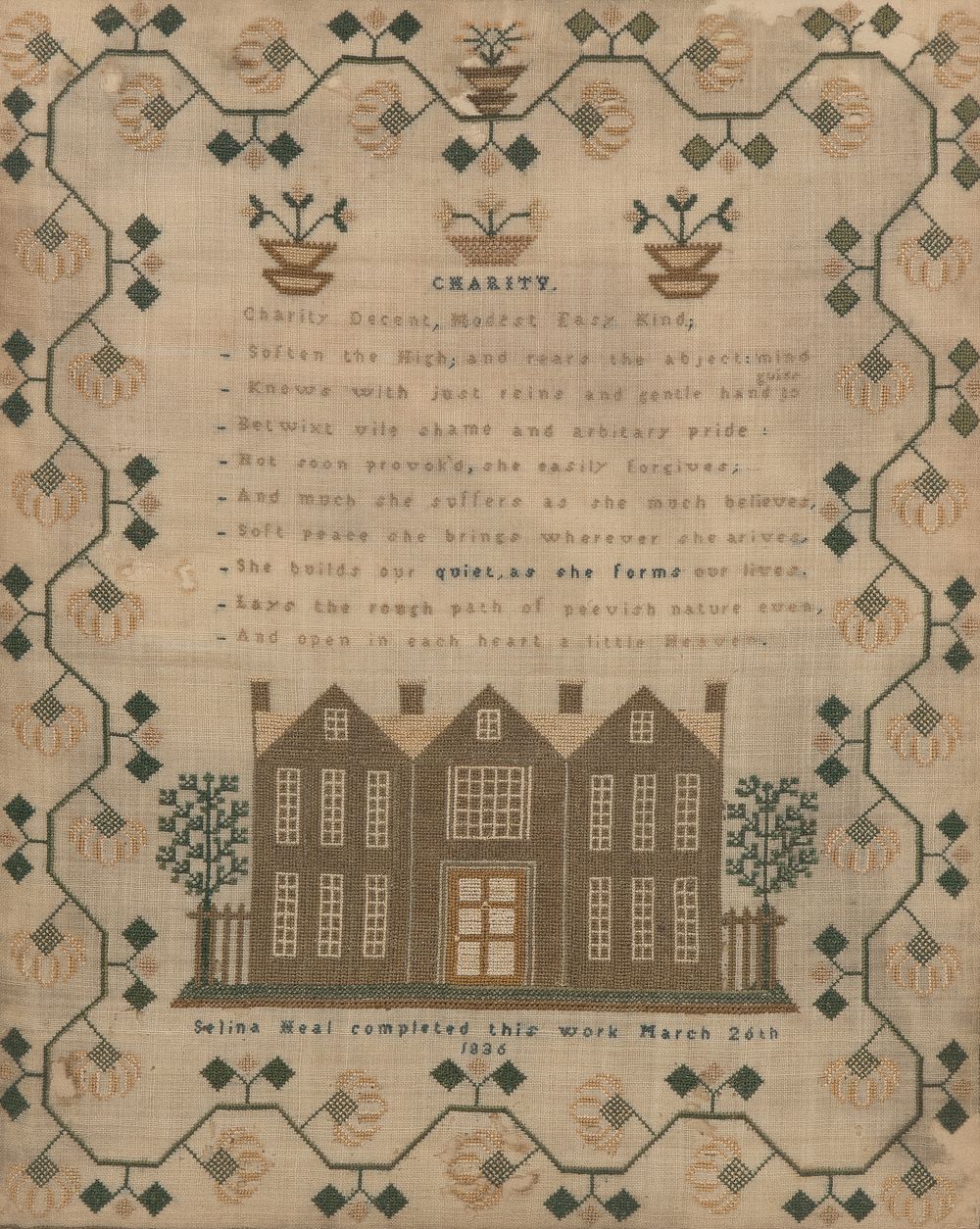 Lot 399: 1836 Embroidery Sampler