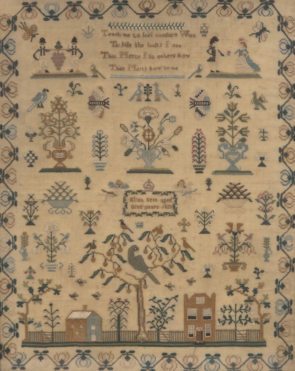 Lot 401: British 1820 Embroidery Sampler