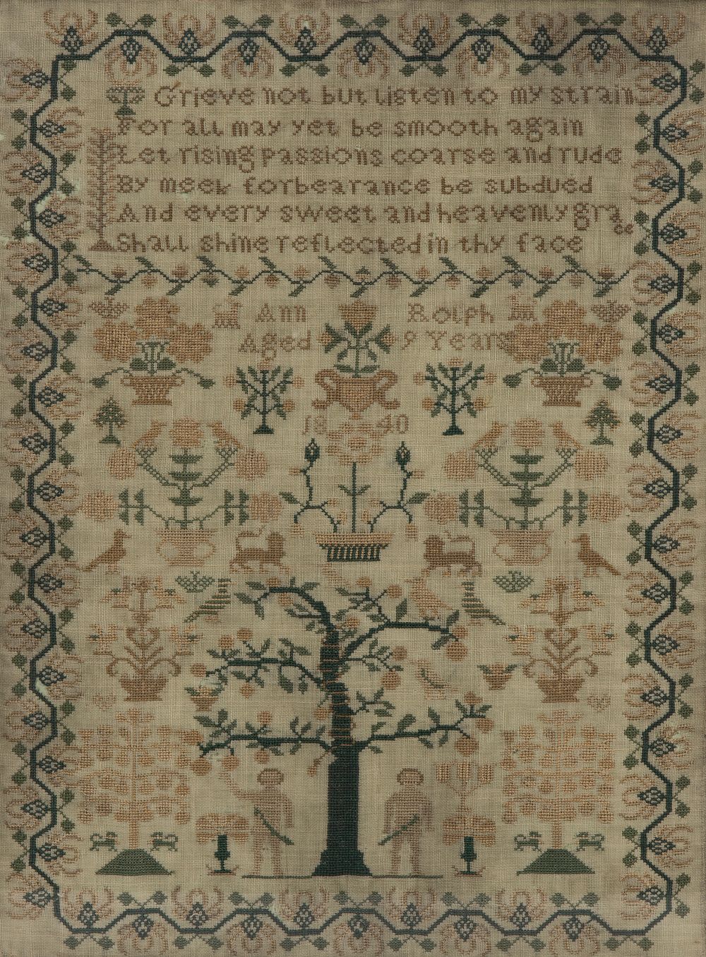Lot 404: 1840 Embroidery Sampler