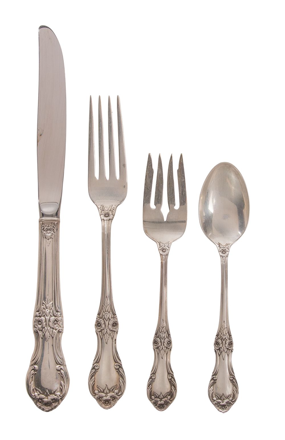Lot 408: International Sterling Wild Rose Sterling Silver Flatware Assortment