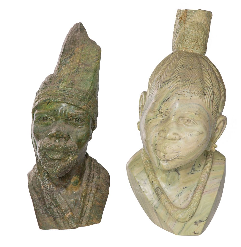 Lot 474: African Shona Carved Stone Busts