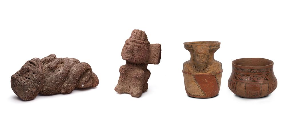 Lot 487: Pre-Columbian Style Sculpture and Painted Pottery Jar Assortment