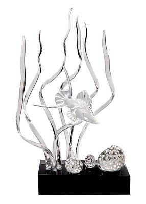 Guyol - Guyol (Canadian, b.1935) 'Searching for Food' Crystal Sculpture 1979, engraved signature 