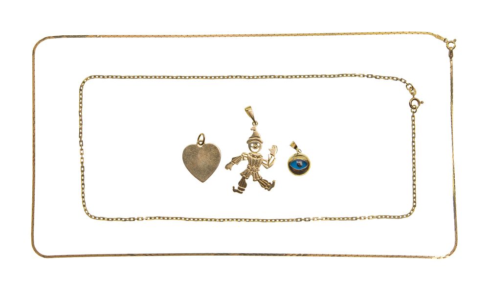 Lot 254: 14k Yellow Gold Necklace and Pendant Assortment