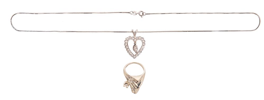 Lot 257: 14k White Gold and Diamond Jewelry Assortment