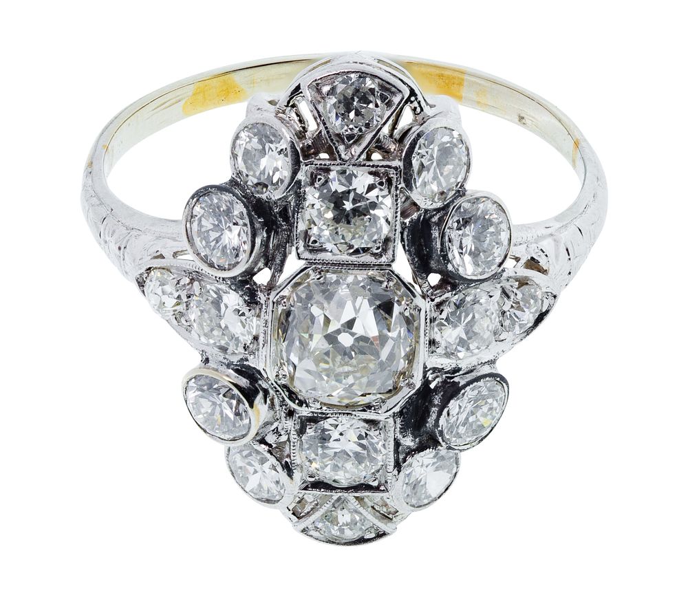 Lot 267: Platinum, 18k White Gold and Diamond Ring