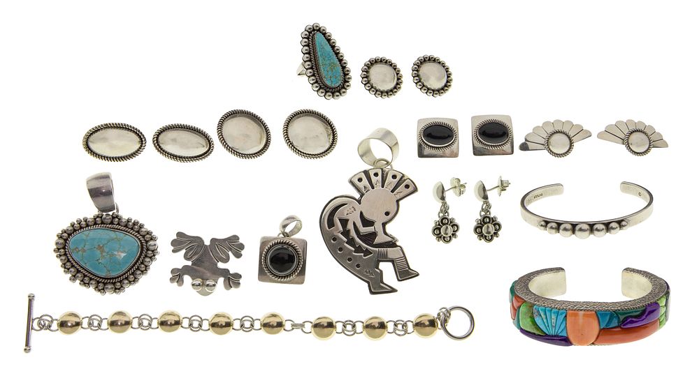 Lot 279: Native American Yellowhorse Sterling Silver Jewelry Assortment