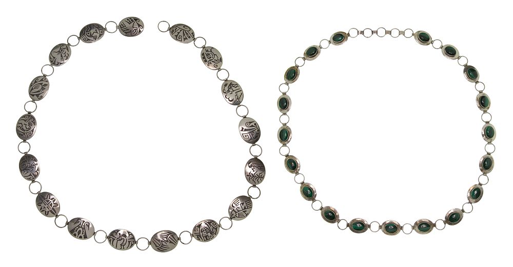 Lot 286: Native American Signed Sterling Silver Belts