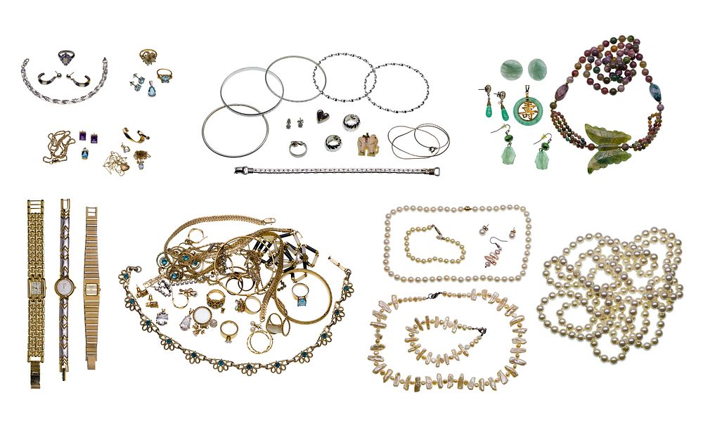 Lot 290: Gold, Sterling Silver and Costume Jewelry and Wristwatch Assortment